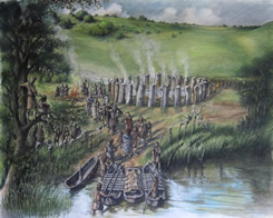 Artist's impression of bluestone henge discovered in September 2009.